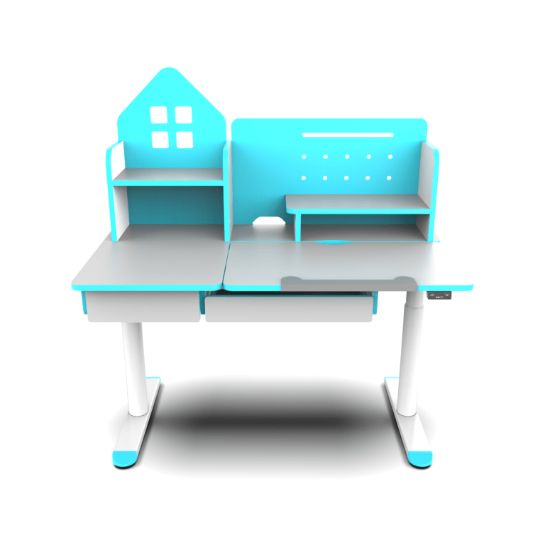 Height-Adjustable Kid's Desk in Blue with Smart Design and Storage Solutions - Ergonomic and Fun Workspace for Children