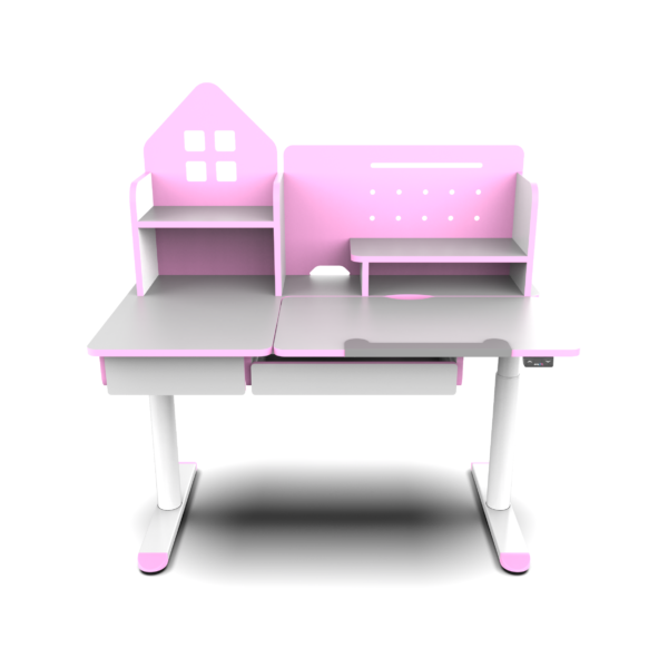 Height-Adjustable Kid's Desk in Pink with Smart Design and Storage Solutions - Ergonomic and Fun Workspace for Children