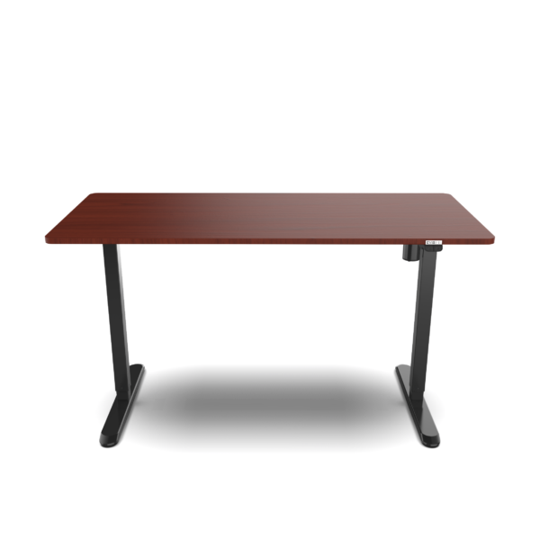 Height-Adjustable Smart Desk in Rich Mahogany Finish - Elegant and Ergonomic Desk for Enhanced Productivity