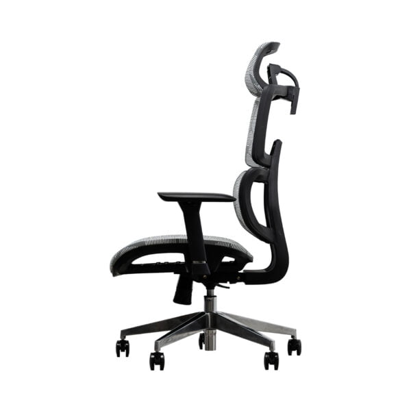 A modern black office chair with a black seat and back, perfect for enhancing productivity in a professional environment