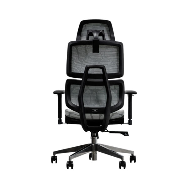 A black office chair equipped with a breathable black mesh back, perfect for enhancing comfort in any workspace.