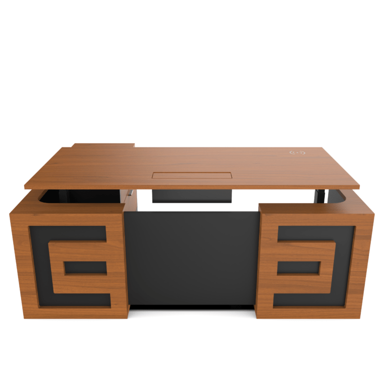 Height-Adjustable CEO Executive Desk with Smart Features and Premium Wood Finish - Luxury Ergonomic Office Furniture for High-Performance Workspaces